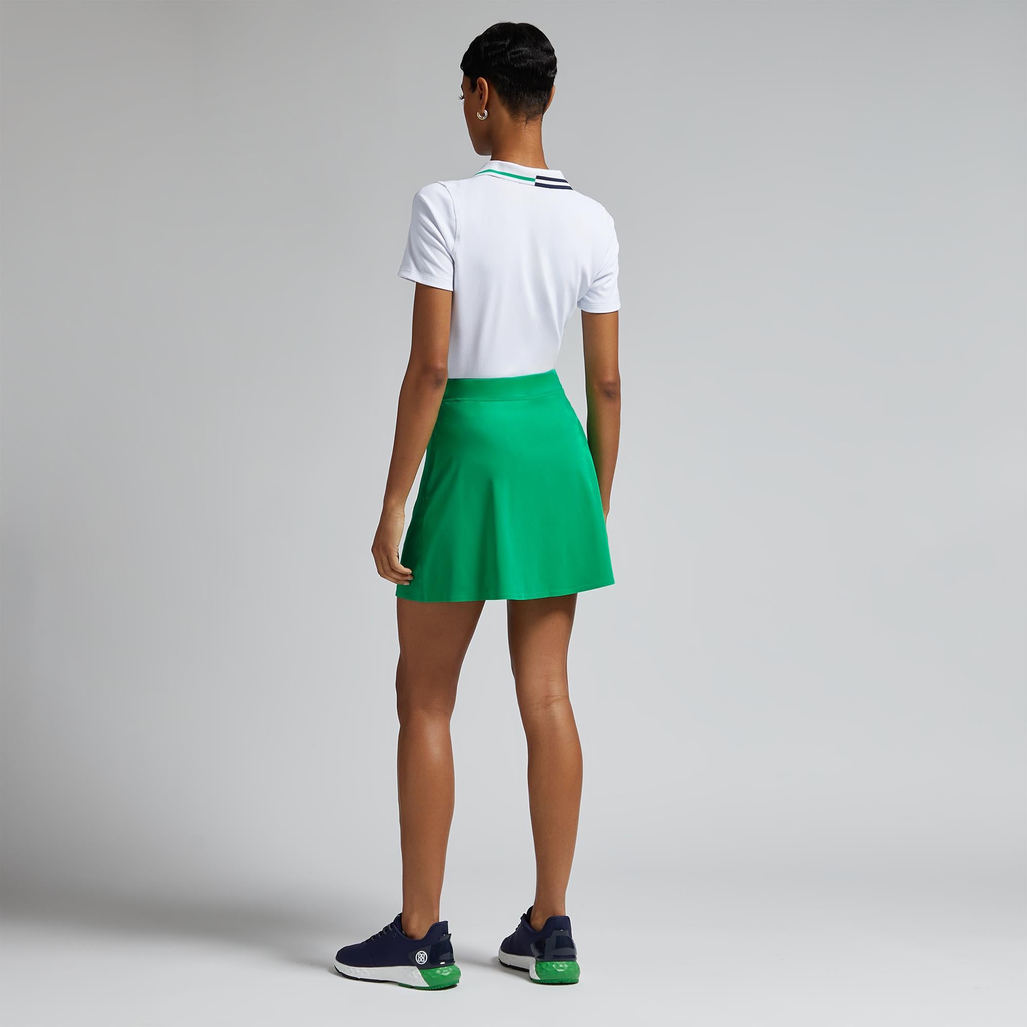G/FORE Contrast Collar Ribbed Tech Nylon Gradient Heart Ladies Golf Polo Shirt Snow